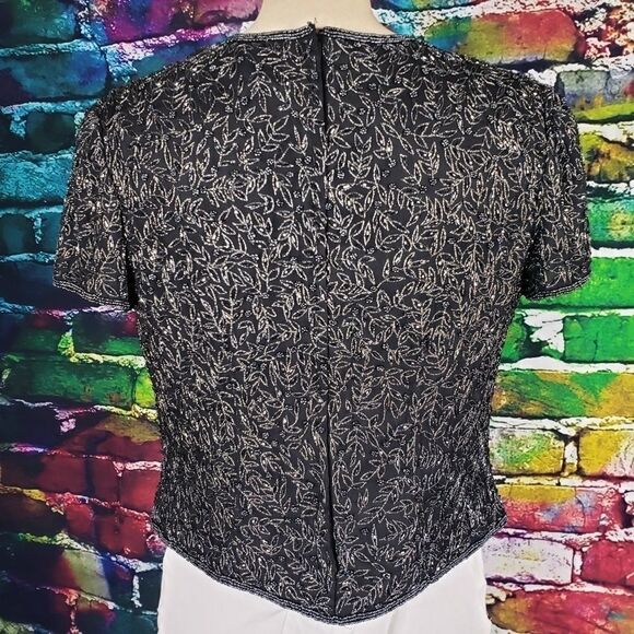 Vintage Papell Boutique Black Evening Top, Medium - Picture 5 of 6